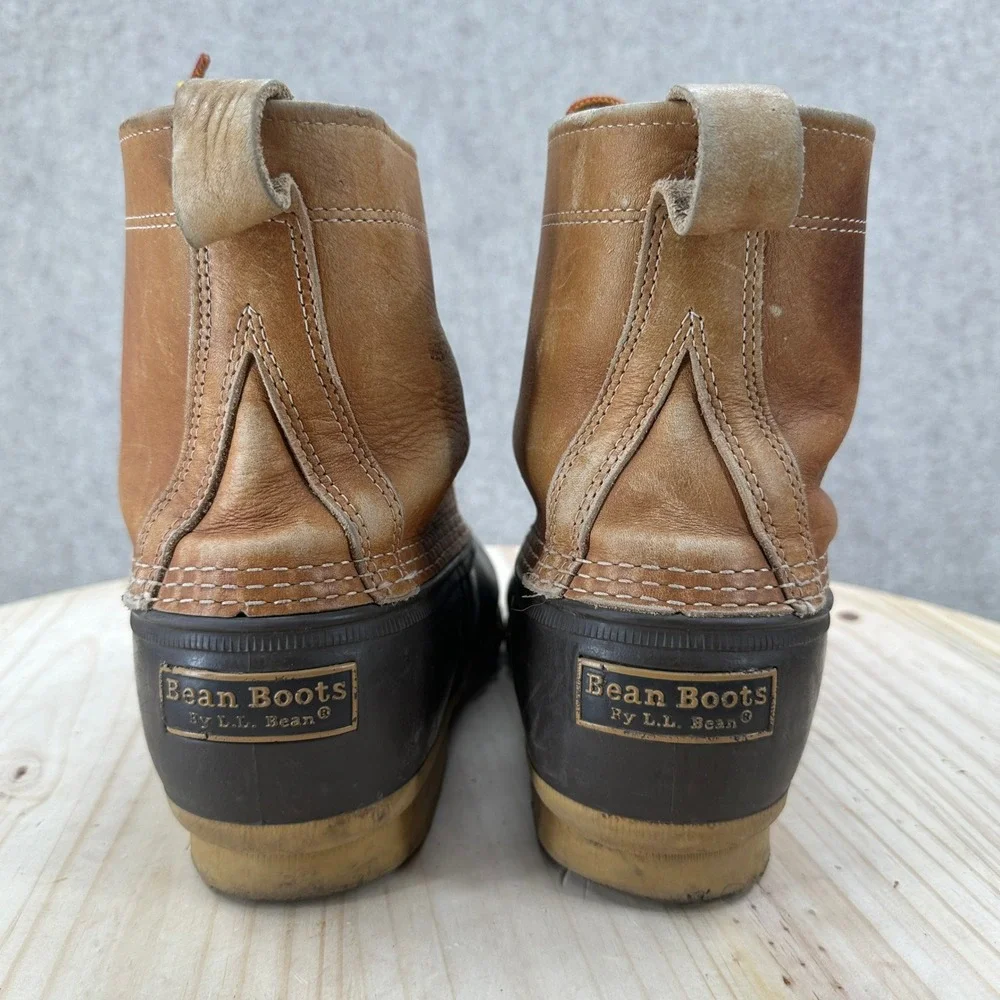 L.L. Bean Duck Boots Mens 13 Brown Waterproof Leather Lace Up Rain Snow Maine